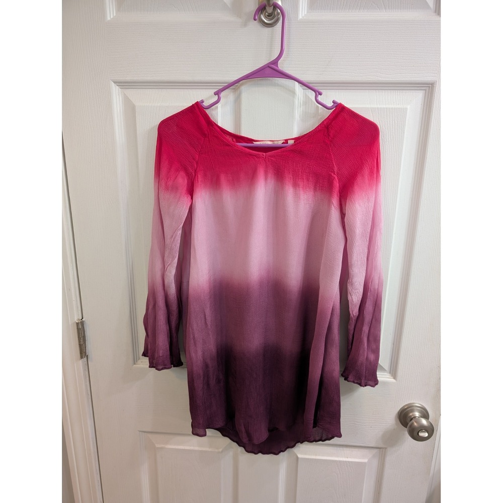 Soft Surroundings Tunic Women Pink Ombre Dip Dye Viscose Long Sleeve - Size XS